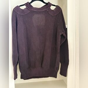 Free People Half Moon Bay Pullover cold shoulder Sweater Size Large